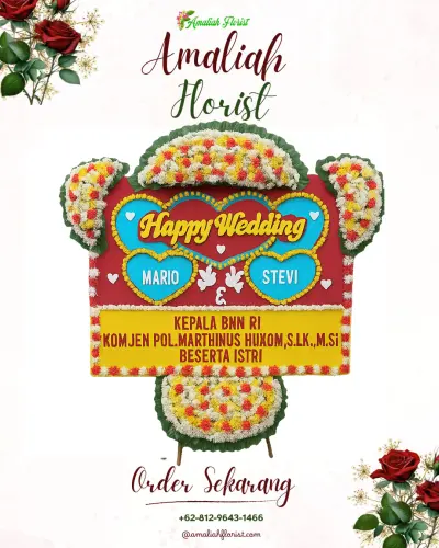 Karangan Papan Bunga Pernikahan di Loning
